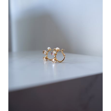CREZUS Paris | CLIFF Hoop Earrings ( Beige / Gold )