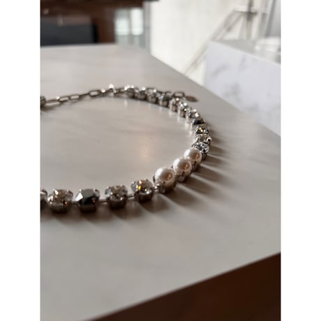 CREZUS Paris | S40 Necklace (crystal, silver & pearl)