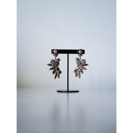 CREZUS Paris | SCARAB Pierced Earrings ( White Crystal / Palladium )