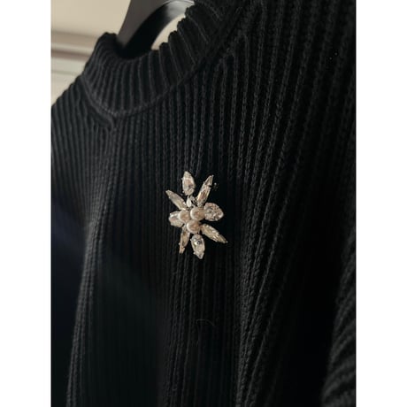 CREZUS Paris | 22H39 Brooch (crystal, silver & pearl)