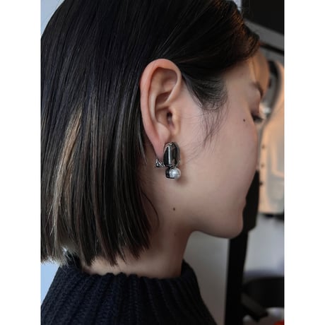 CREZUS Paris | ARUME "Clip" Earrings ( Grey / Silver )