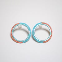 フープピアス・大〈ターコイズブルー＆オレンジ〉