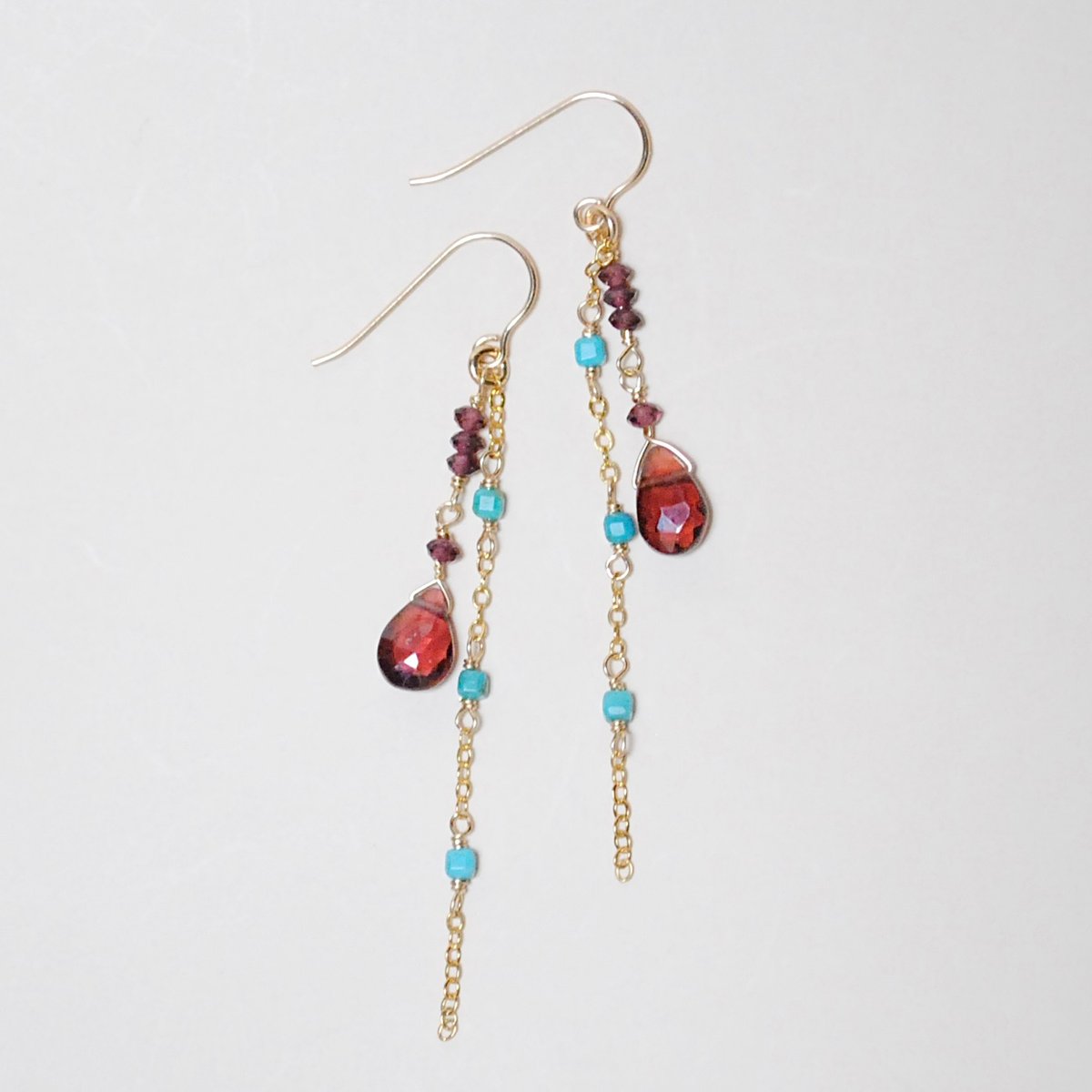 ガーネットのターコイズ(練り)のピアス 〜14kgf〜 | Ketti