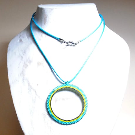 フープネックレス〈ターコイズブルー×イエロー〉