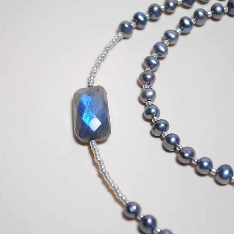ロングネックレス　ラブラドライトと淡水パール　セット売り yo-nc-2139_1.jpg