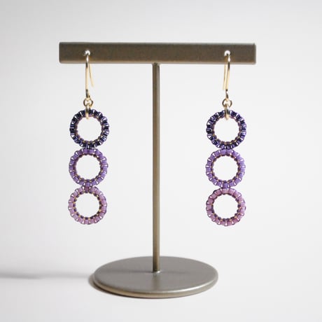 泡ピアス〈パープル×ゴールド〉