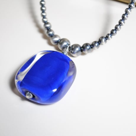 レクタングルネックレス　ベネチアンビーズ　〜silver925〜