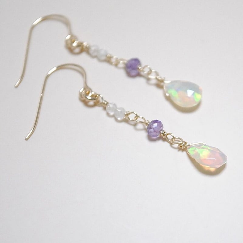 14kgf レア！バイオレット レインボームーンストーン、アイオライトの  