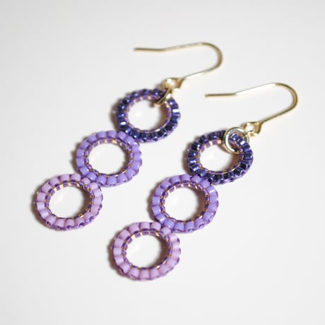 泡ピアス〈パープル×ゴールド〉