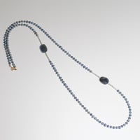 淡水パールとラブラドライトのロングネックレス〈楕円〉 〜14kgf〜