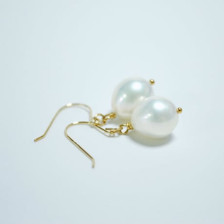 淡水パールの雫ピアス〜14kgf〜