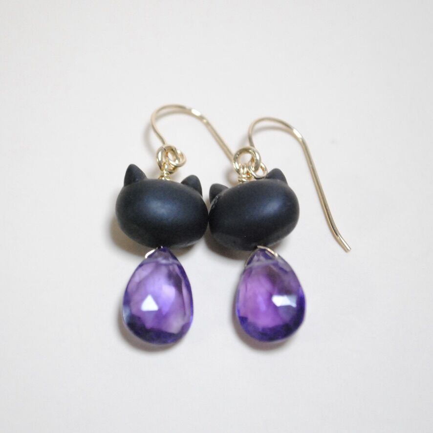 黒猫とアメジストのピアス〜14kgf〜 | Ketti