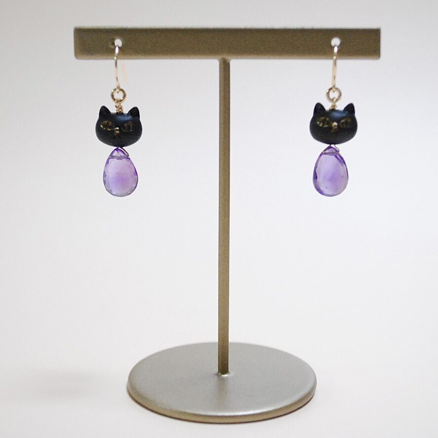 黒猫とアメジストのピアス〜14kgf〜 | Ketti