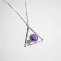 モハベターコイズ(紫に着色)三角と丸のネックレス　〜silver925〜