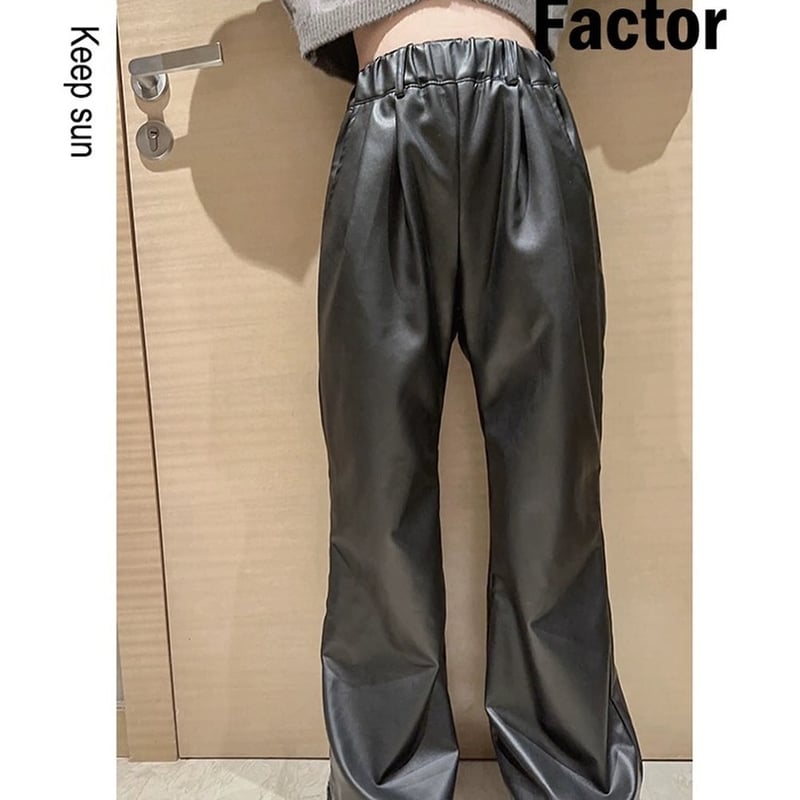 レザーワイドパンツ | yunora レザーワイドパンツ | yunora