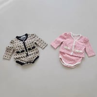 総柄リボンデザインロンパース
