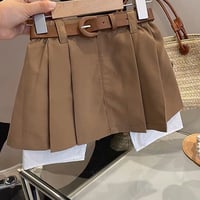 ベルト付きプリーツスカート