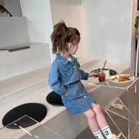 ベルト付きデニムワンピース