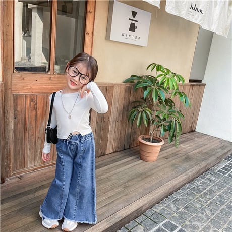 フリンジ付きワイドパンツ