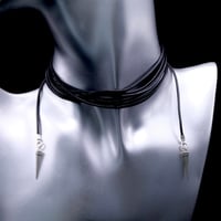 Line Spike Leather Necklace