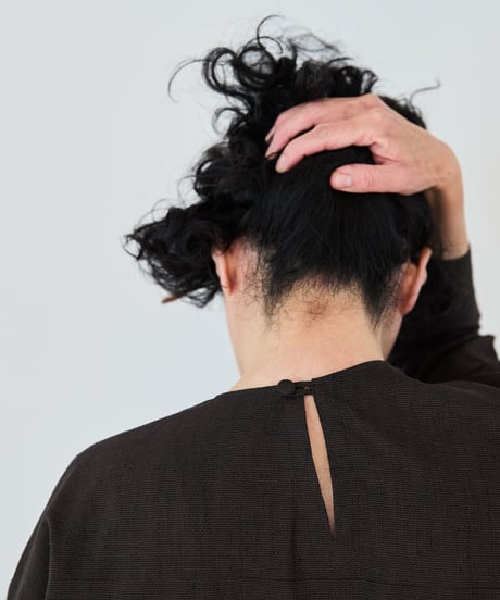 long sleeve dress  / 紬（焦茶色）