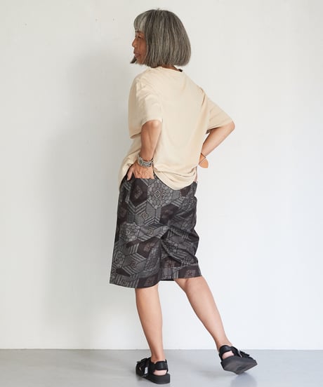 short pants / 大島紬（茶亀甲柄）