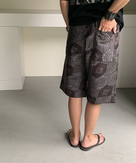 short pants / 大島紬（茶亀甲柄）