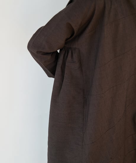long sleeve dress  / 紬（焦茶色）