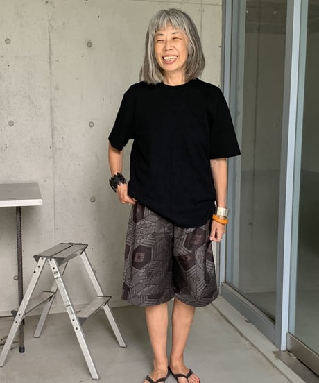 short pants / 大島紬（茶亀甲柄）