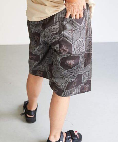 short pants / 大島紬（茶亀甲柄）