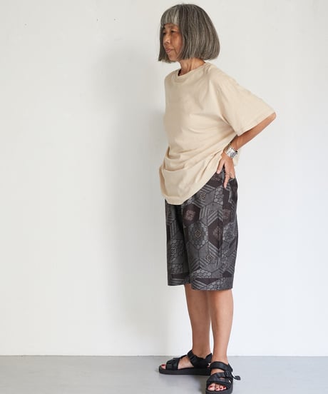 short pants / 大島紬（茶亀甲柄）