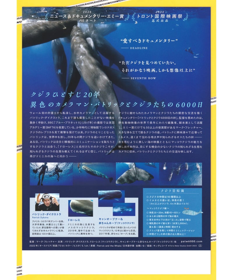 パトリックとクジラ 6000日の絆 | 映画チラシ・フライヤー