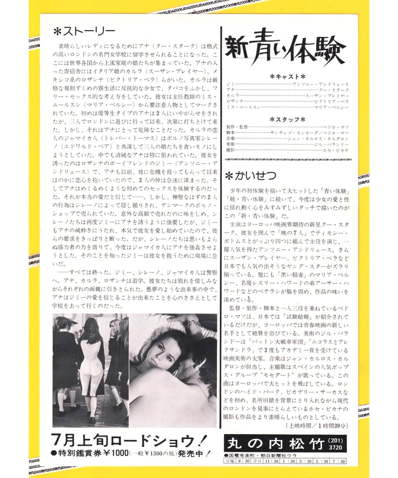 Ⓟ新 青い体験 | 映画チラシ・フライヤー・パンフレット販売 大辞典