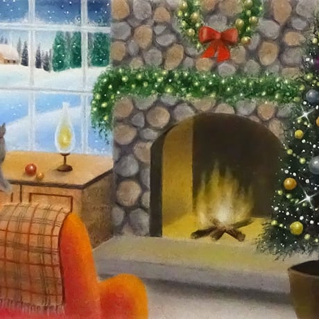 ソフトパステル２４色モチーフ講座「暖かいクリスマスの部屋」（テキスト・動画講座）