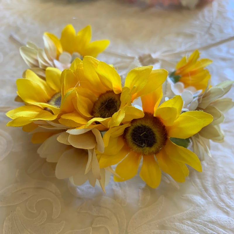 ひまわり 花冠 花 首飾り トリミング 撮影 チョーカー 夏 ひまわり 大