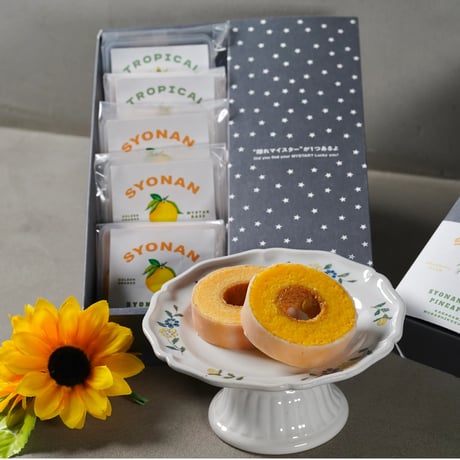 サマーバウムボックス（湘南ゴールドミニ３個・完熟パイナップルミニ２個入り）