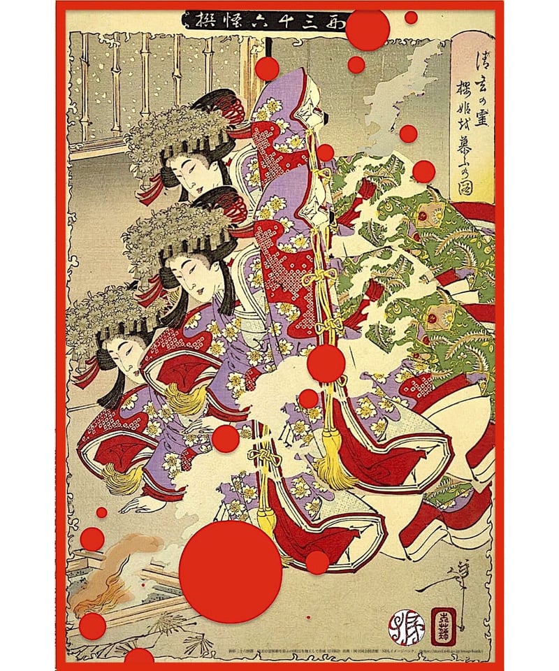 桜と風景の日本画・長命寺之境内 桜と風景の日本画・長命寺之境内