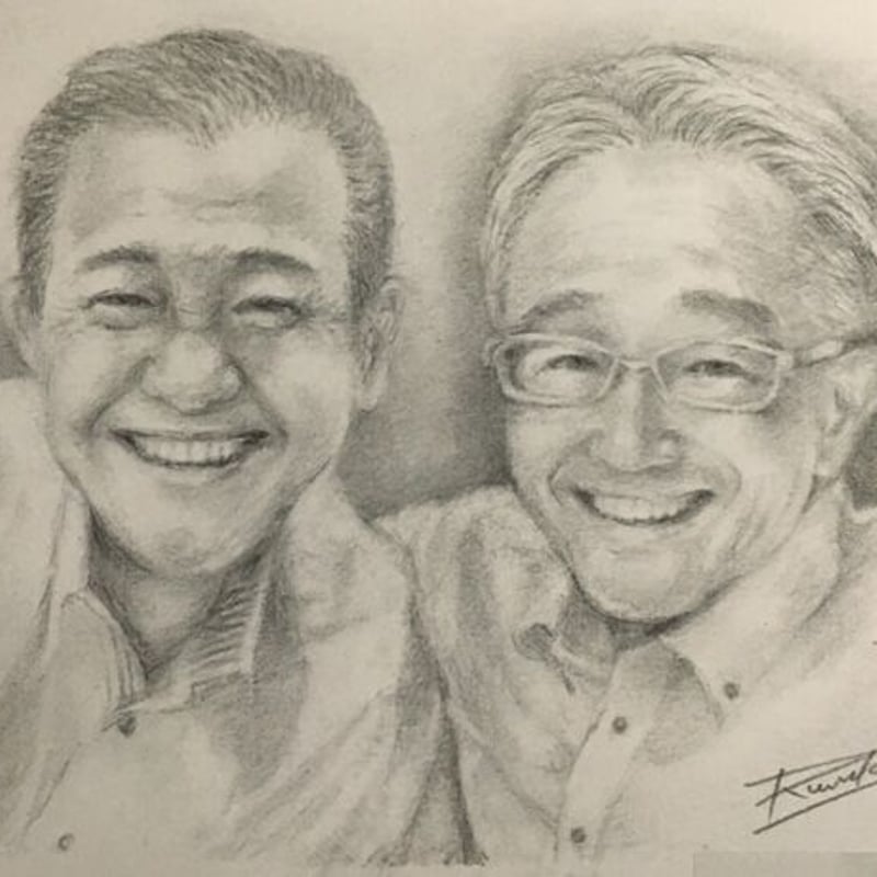 肖像画 鉛筆緻密描写 （2人・バストアップ・背景色あり） | LAPISLAZULI
