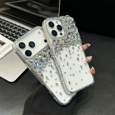 【カメラ保護リング付き】iphone17/17pro ケース デコ クリア iphone ケース キラキラ 女子 人気 M046