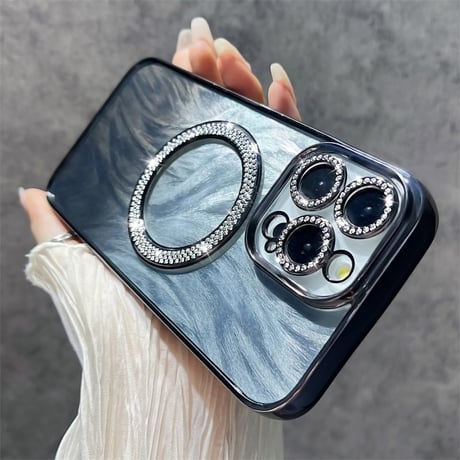 iphone ケース マグセーフ iphoneケース クリア おしゃれ メタリック M112