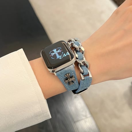 アップル ウォッチ series 10 バンド デニム apple watch バンド 二 重 おしゃれ M079