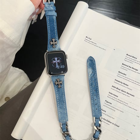 アップル ウォッチ series 10 バンド デニム apple watch バンド 二 重 おしゃれ M079