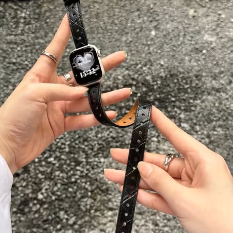 apple watch series 10 バンド 二重 アップル ウォッチ レザー バンド スタッズ 付き M088