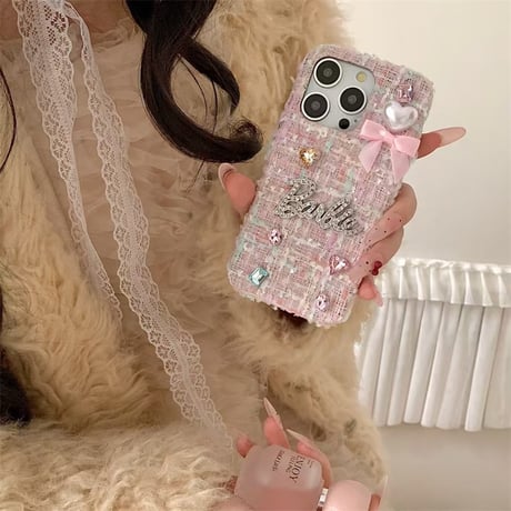 ピンク iphone16/15 ケース スマホケース 可愛い 韓国 iphone16pro ケース ストーン デコ M262