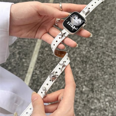 apple watch series 10 バンド 二重 アップル ウォッチ レザー バンド スタッズ 付き M088
