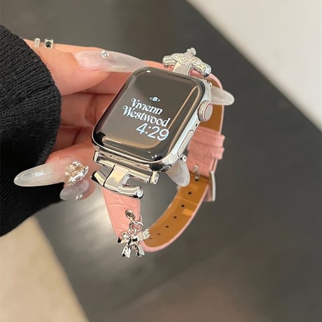 アップル ウォッチ シリーズ 10 バンド レザー apple watch バンド 可愛い チャーム付き M078