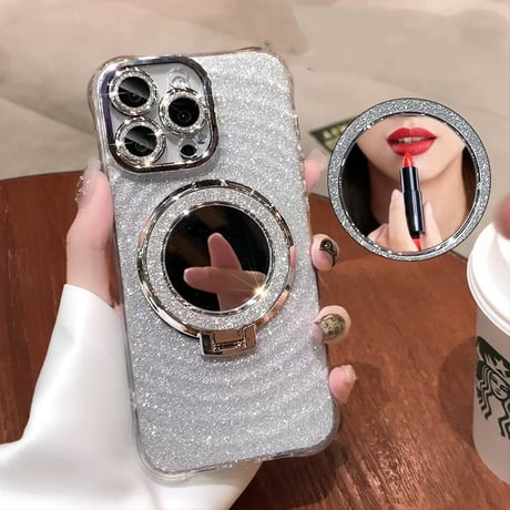 カメラ保護フィルム 付き iphone16/16pro ケース ミラー/スタンド iphone ケース 人気 女子  M237