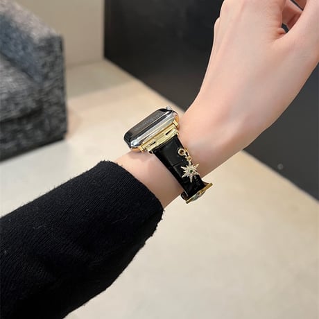 アップル ウォッチ シリーズ 10 バンド レザー apple watch バンド 可愛い チャーム付き M078