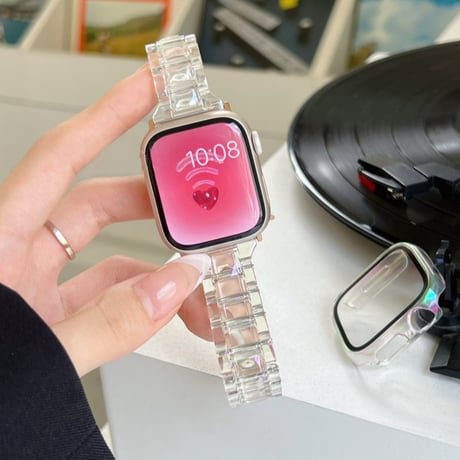 アップル ウォッチ バンド クリア かわいい apple watch バンド ケース【バンド＆保護ケース2点セット】M114