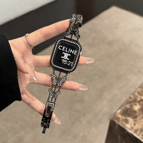 バタフライ アップル ウォッチ バンド キラキラ apple watch ブレスレット【バンパーケース付き】M151